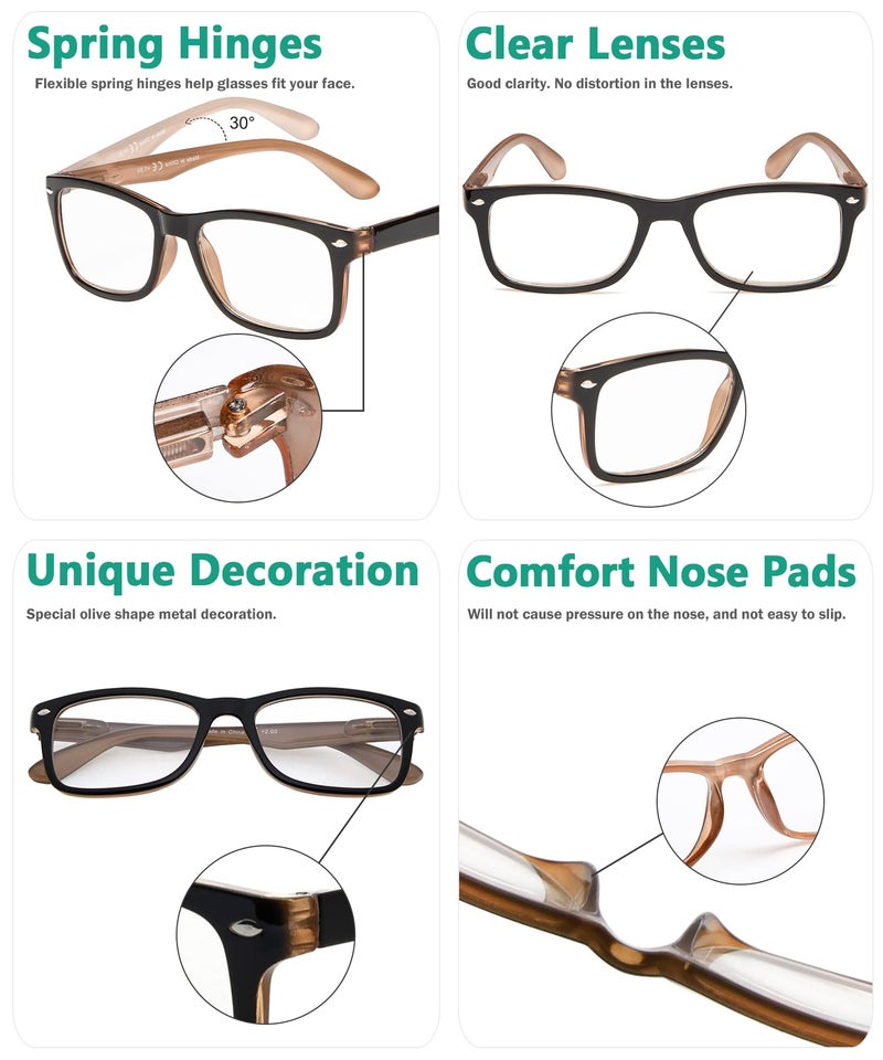 Eyekepper Classic Vintage Style Reading Glasses, Black-Brown - Image 5